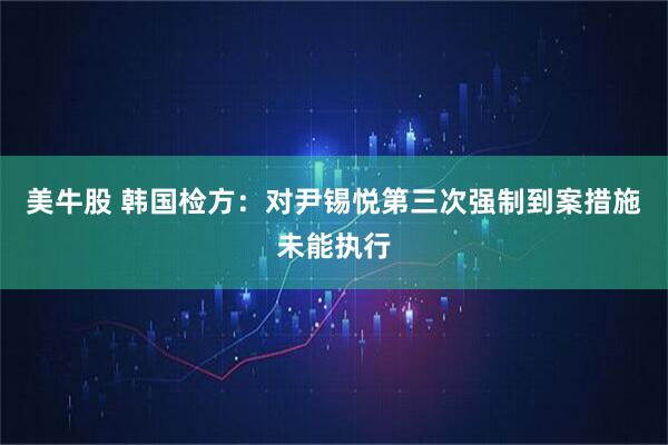 美牛股 韩国检方：对尹锡悦第三次强制到案措施未能执行
